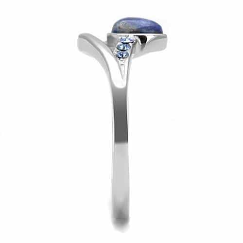 Stainless Steel Lapis Lazuli Pear Blue CZ Channel Bypass Ring view 9