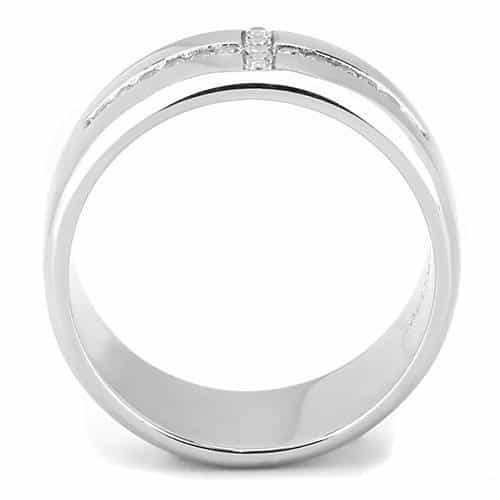 Stainless Steel CZ Pave Cross Wide Band Mens Ring view 5
