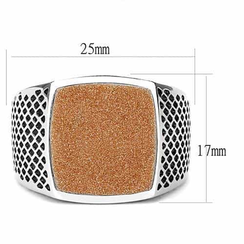 Stainless Steel Rose Gold IP Sandblast Square Mesh Pattern Ring view 3