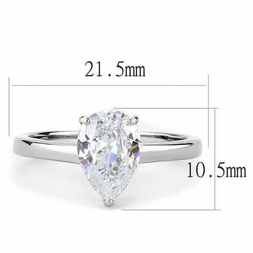 Stainless Steel CZ Pear Solitaire Ring view 3