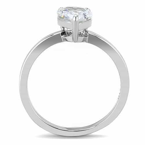 Stainless Steel CZ Pear Solitaire Ring view 5