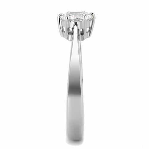Stainless Steel CZ Round Six Prong Cathedral Solitaire Ring view 7