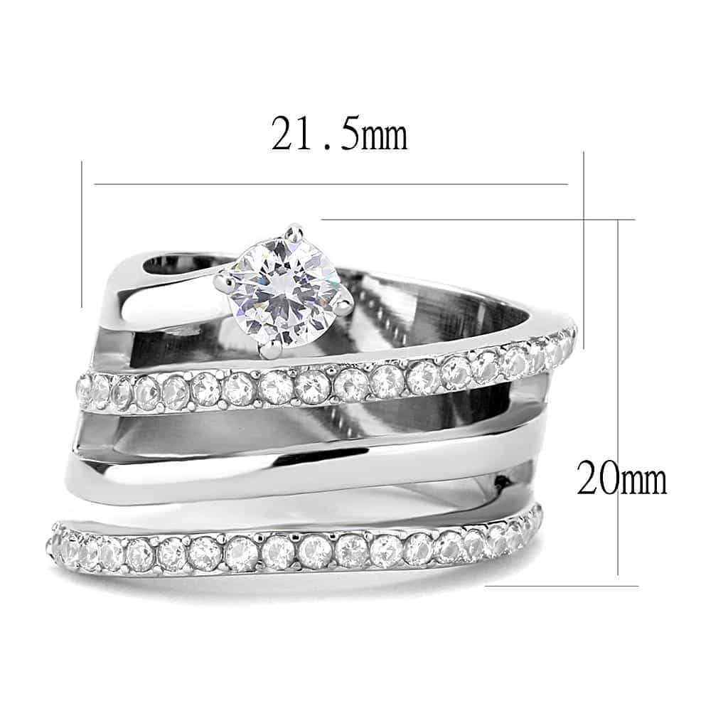 Stainless Steel CZ Round Pave Channel Solitaire Stack Ring view 3