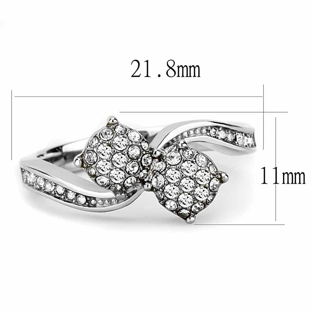 Stainless Steel CZ Pave Bow Knot Bypass Ring view 3