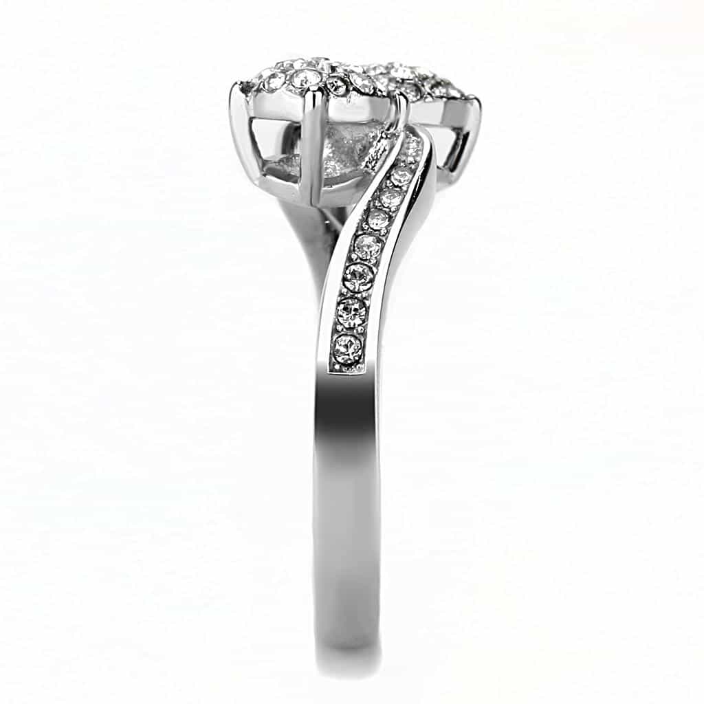 Stainless Steel CZ Pave Bow Knot Bypass Ring view 7