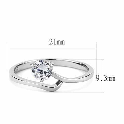 Stainless Steel CZ Round Pave Bypass Thin Solitaire Ring view 3