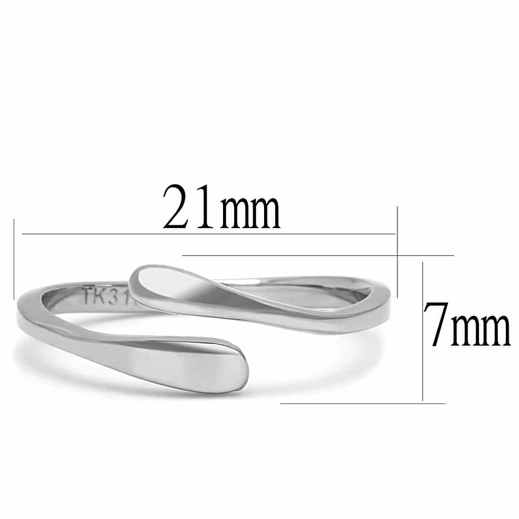 Stainless Steel Silver Polished Triple Swirl Open Bypass Ring view 3