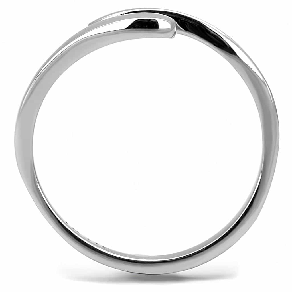 Stainless Steel Silver Polished Triple Swirl Open Bypass Ring view 5