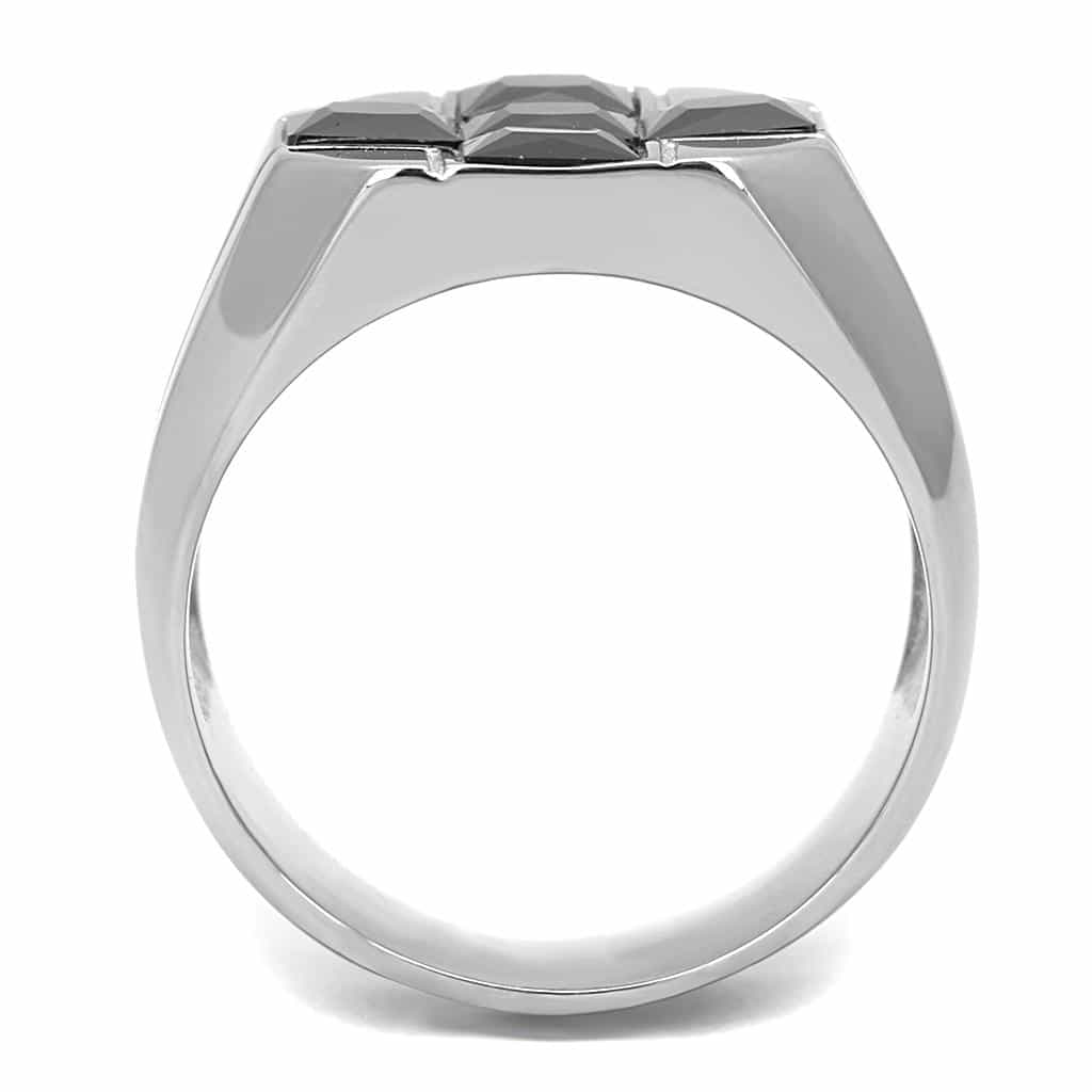 Stainless Steel Two-Tone Gold Black Onyx Princess Cross Mens Ring view 5