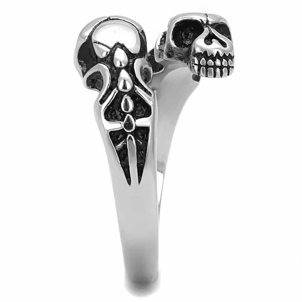Stainless Steel Silver Skull Claw Open Wrap Biker Ring view 7