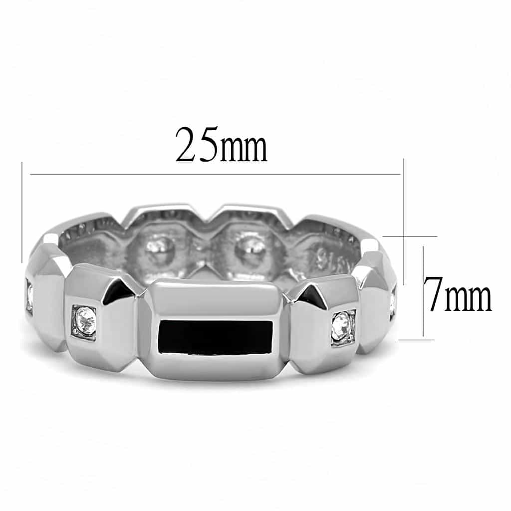 Stainless Steel Black Onyx CZ Link Chain Eternity Band Ring view 3
