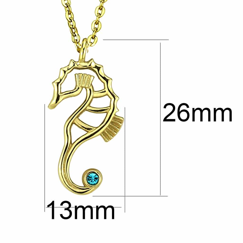 Stainless Steel Gold IP Seahorse Pendant Chain Necklace view 3