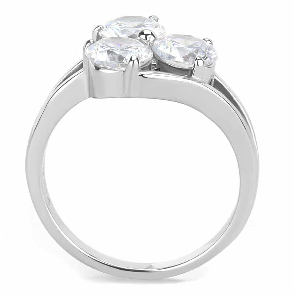 Stainless Steel CZ Round Double Bypass Solitaire Ring view 5