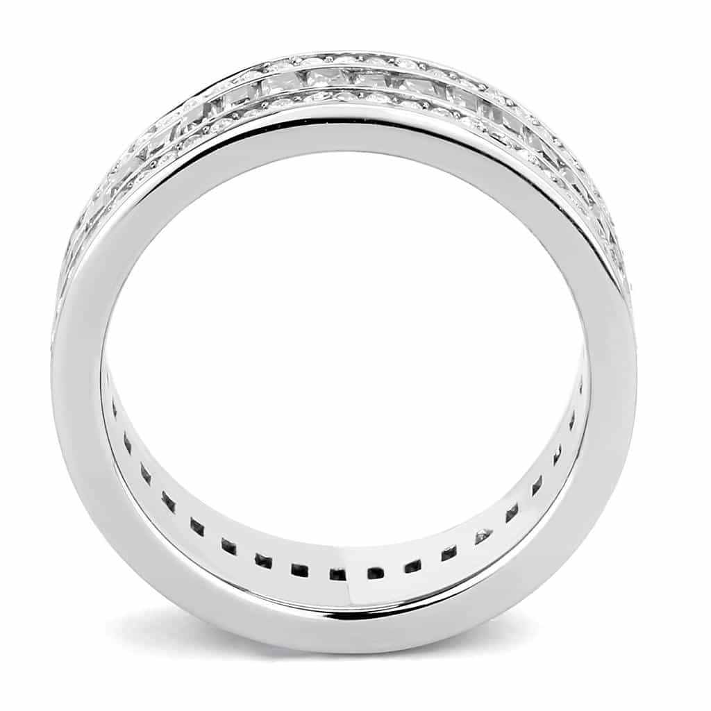 Stainless Steel CZ Pave Triple Row Eternity Band Ring view 5