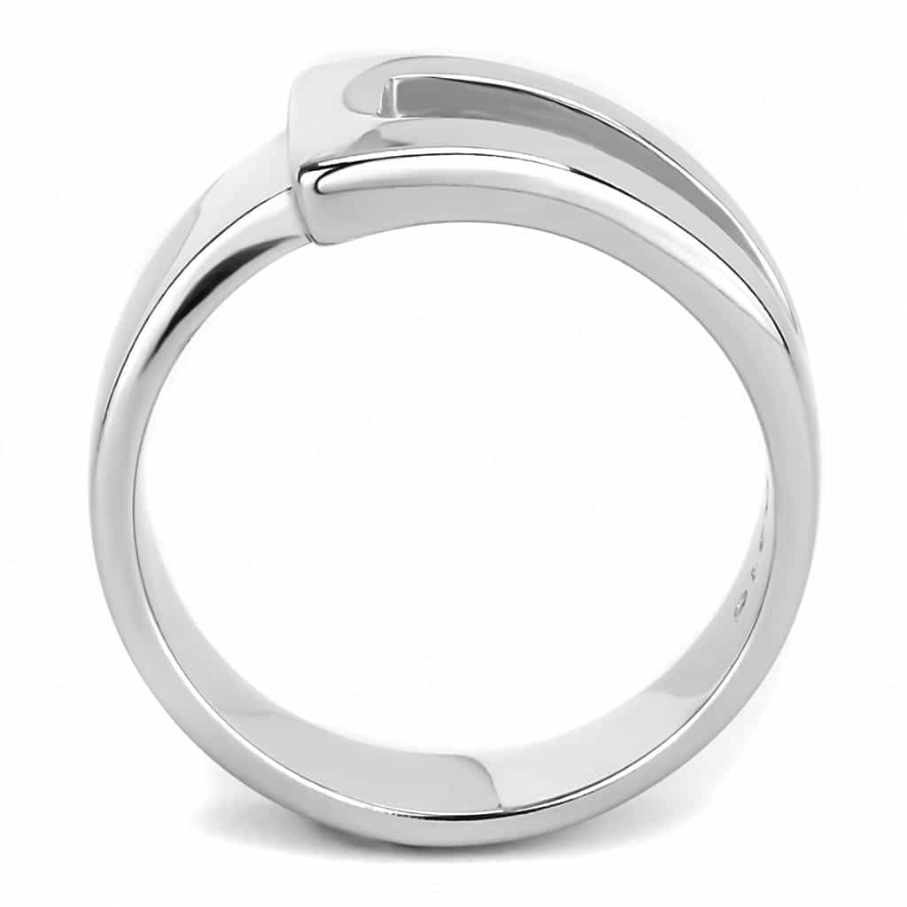 Stainless Steel Silver Polished Rectangular Link Wide Band Ring view 5
