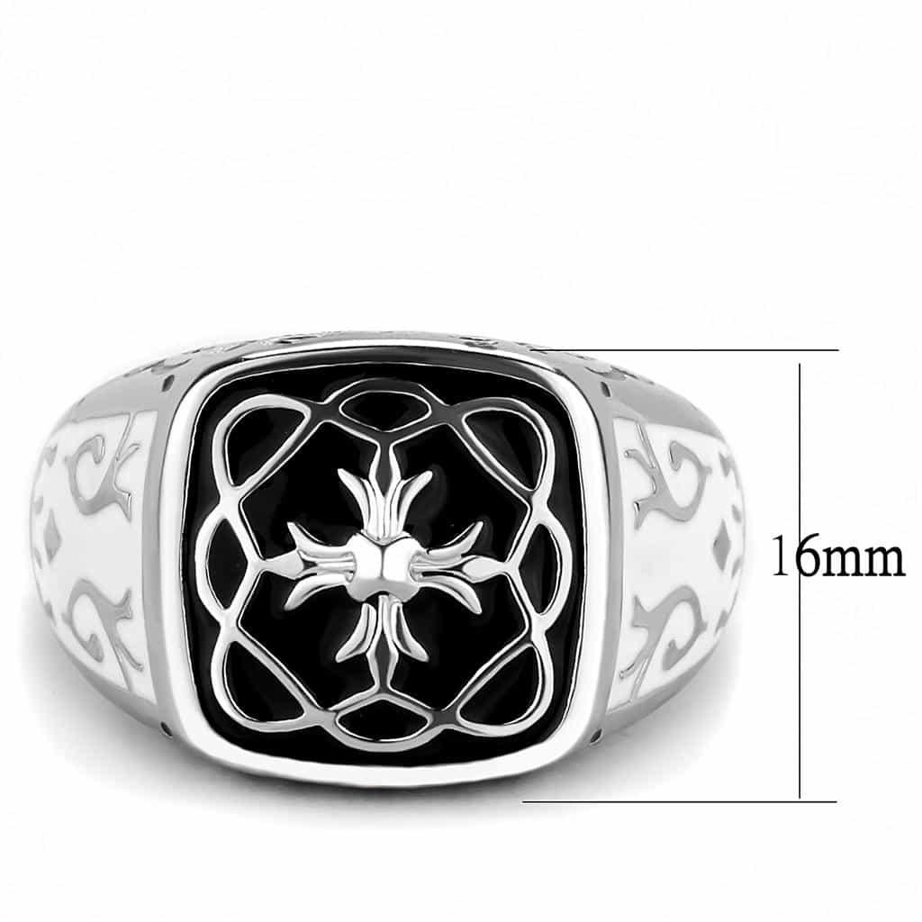 Stainless Steel Silver Celtic Knot Cross Cutout Scroll Mens Ring view 3