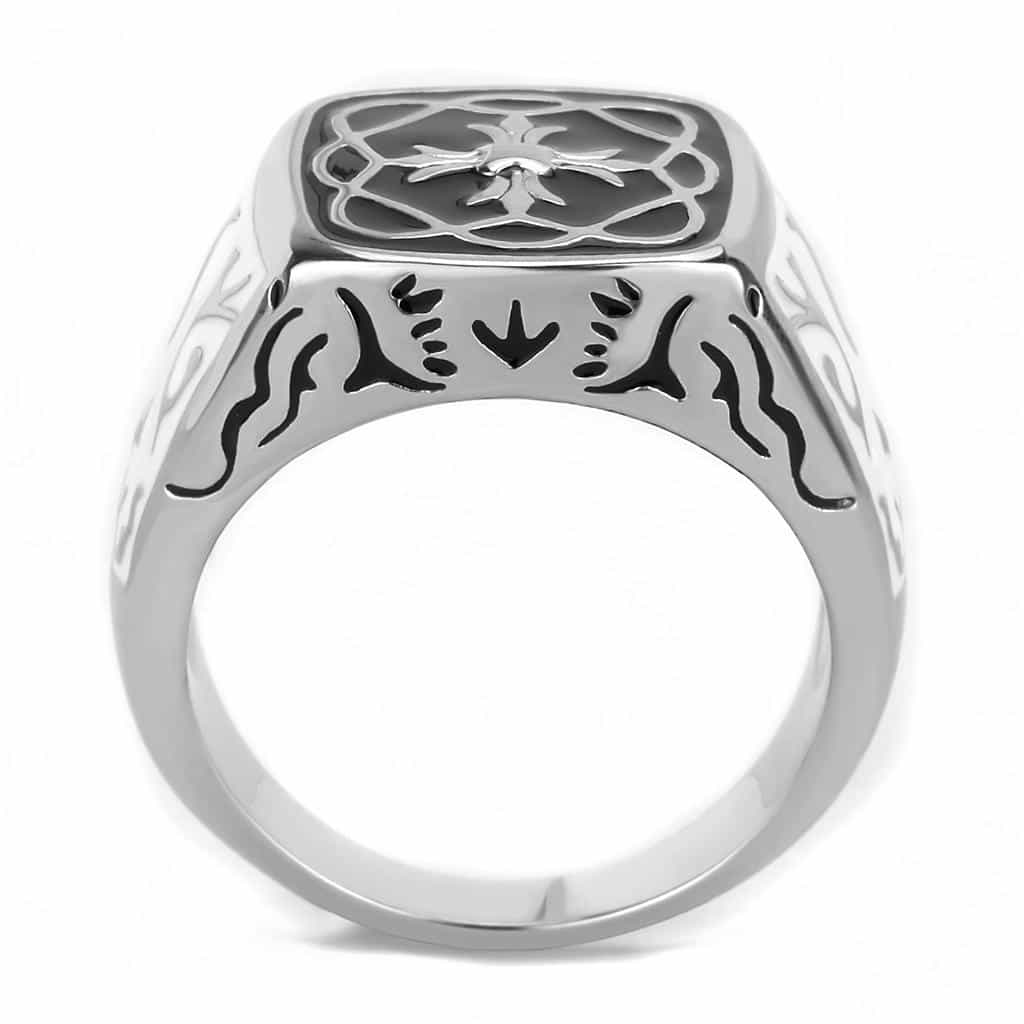 Stainless Steel Silver Celtic Knot Cross Cutout Scroll Mens Ring view 5