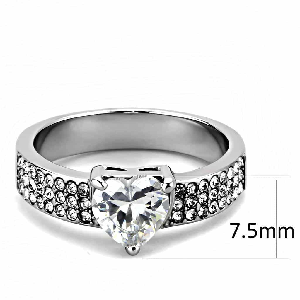 Stainless Steel CZ Round Pave Micro Pave Split Shank Ring view 3