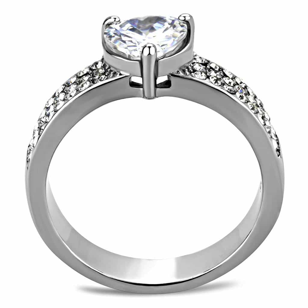 Stainless Steel CZ Round Pave Micro Pave Split Shank Ring view 5