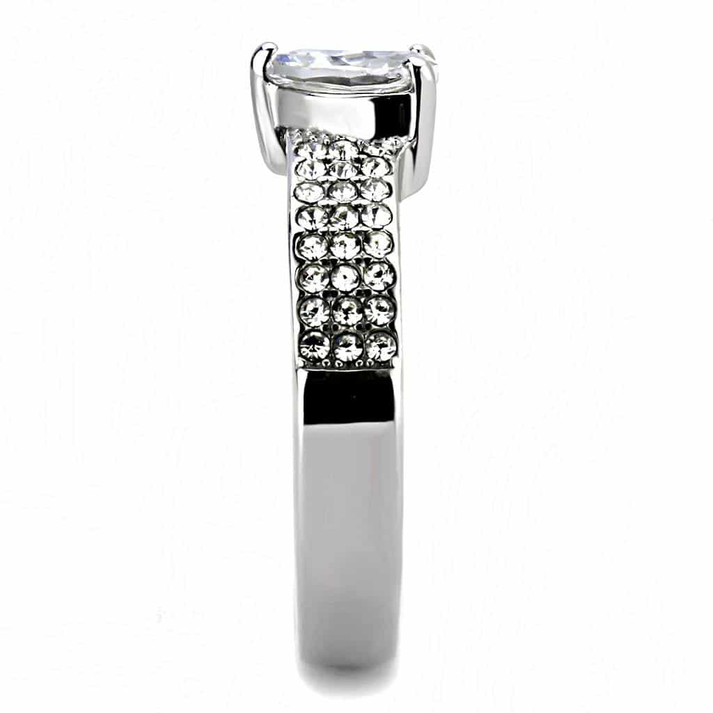 Stainless Steel CZ Round Pave Micro Pave Split Shank Ring view 7
