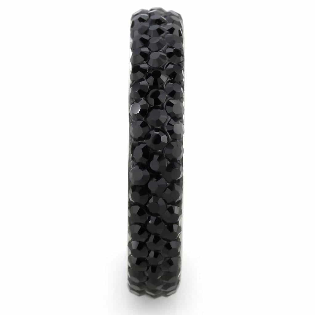 Stainless Steel Silver Black Crystal Pave Dome Eternity Band Ring view 7