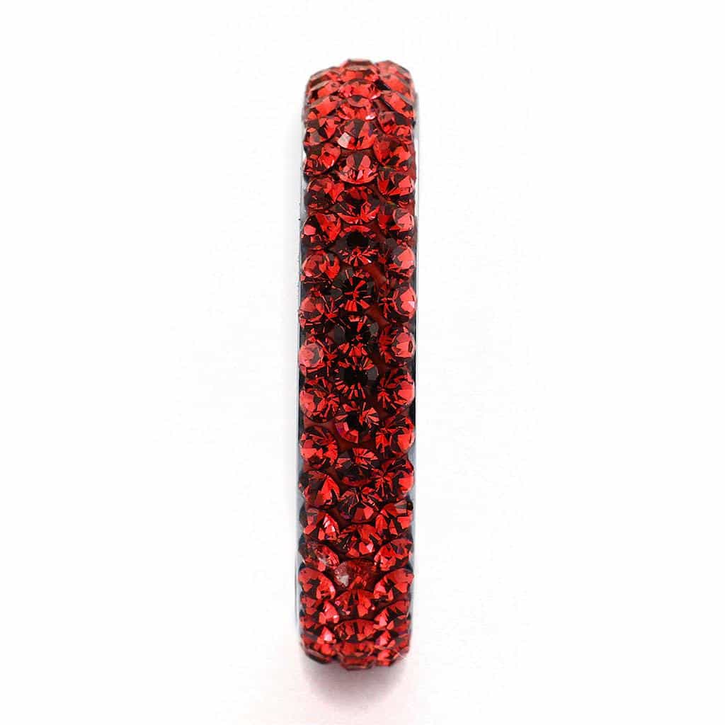 Stainless Steel Silver Red Crystal Pave Dome Eternity Band Ring view 7