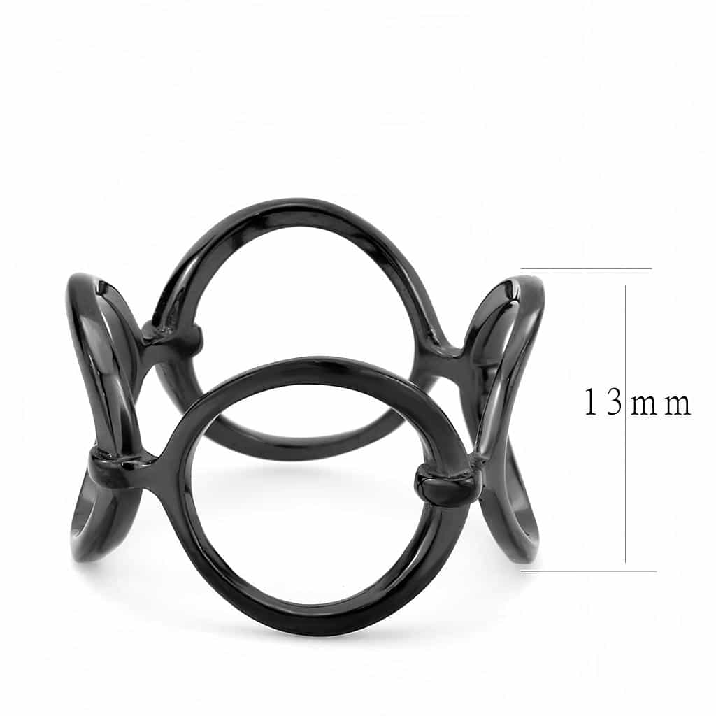Stainless Steel Black IP Polished Triple Heart Cutout Open Ring view 3