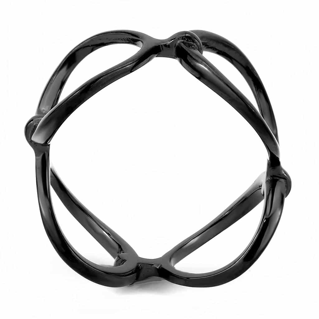 Stainless Steel Black IP Polished Triple Heart Cutout Open Ring view 5