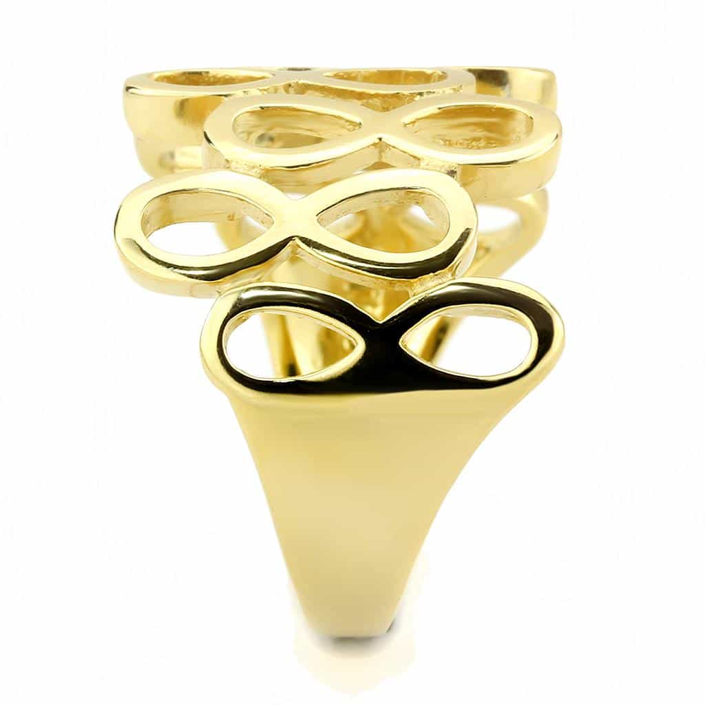 Stainless Steel Gold IP Polished Infinity Figure Eight Ring view 7