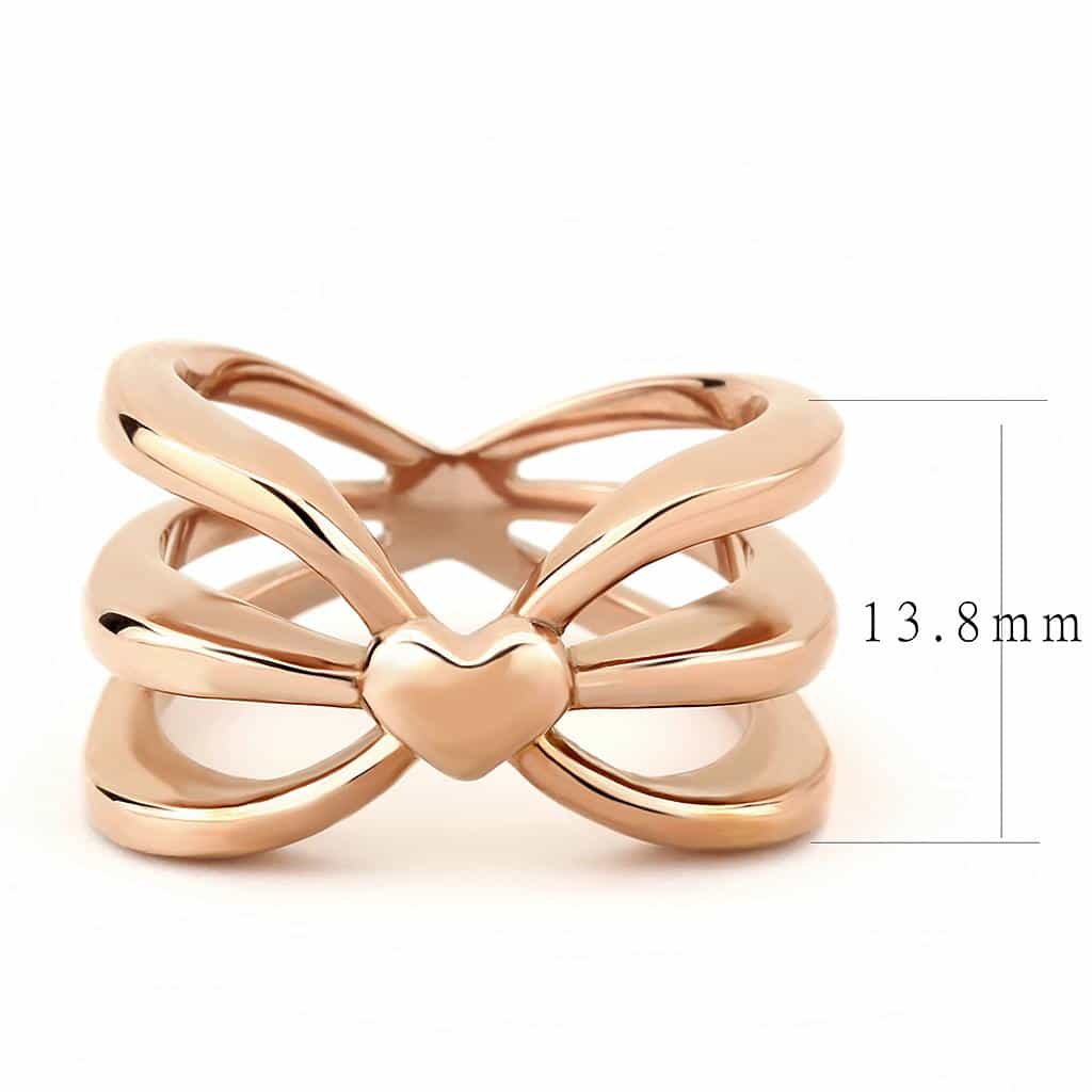 Stainless Steel Rose Gold IP Polished Bow Ribbon Open Ring view 3