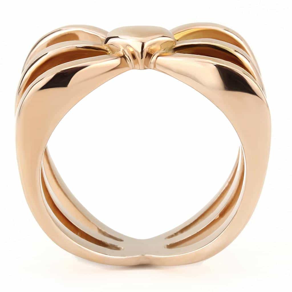 Stainless Steel Rose Gold IP Polished Bow Ribbon Open Ring view 5