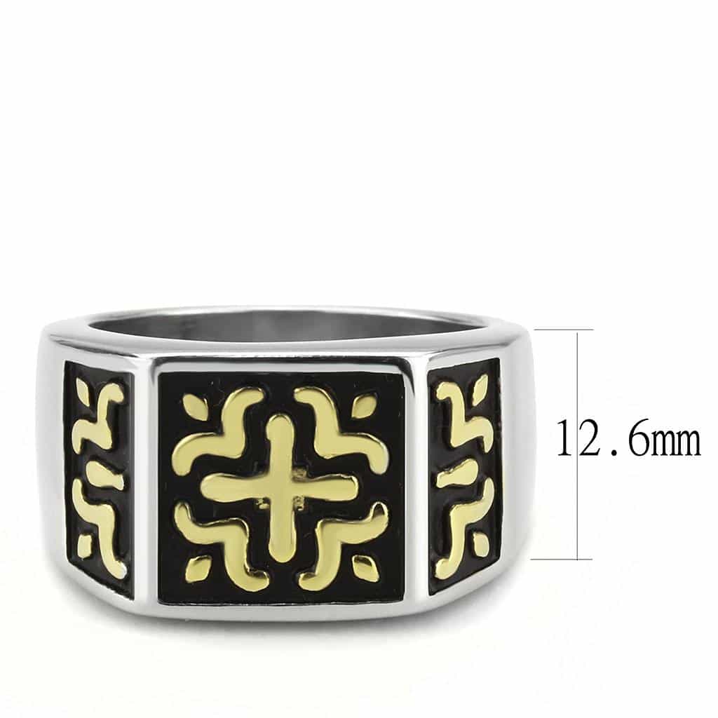 Stainless Steel Silver Gold Enamel Celtic Cross Knot Mens Ring view 3