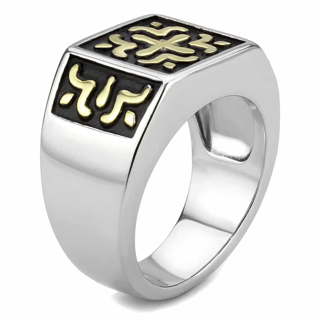 Stainless Steel Silver Gold Enamel Celtic Cross Knot Mens Ring view 7