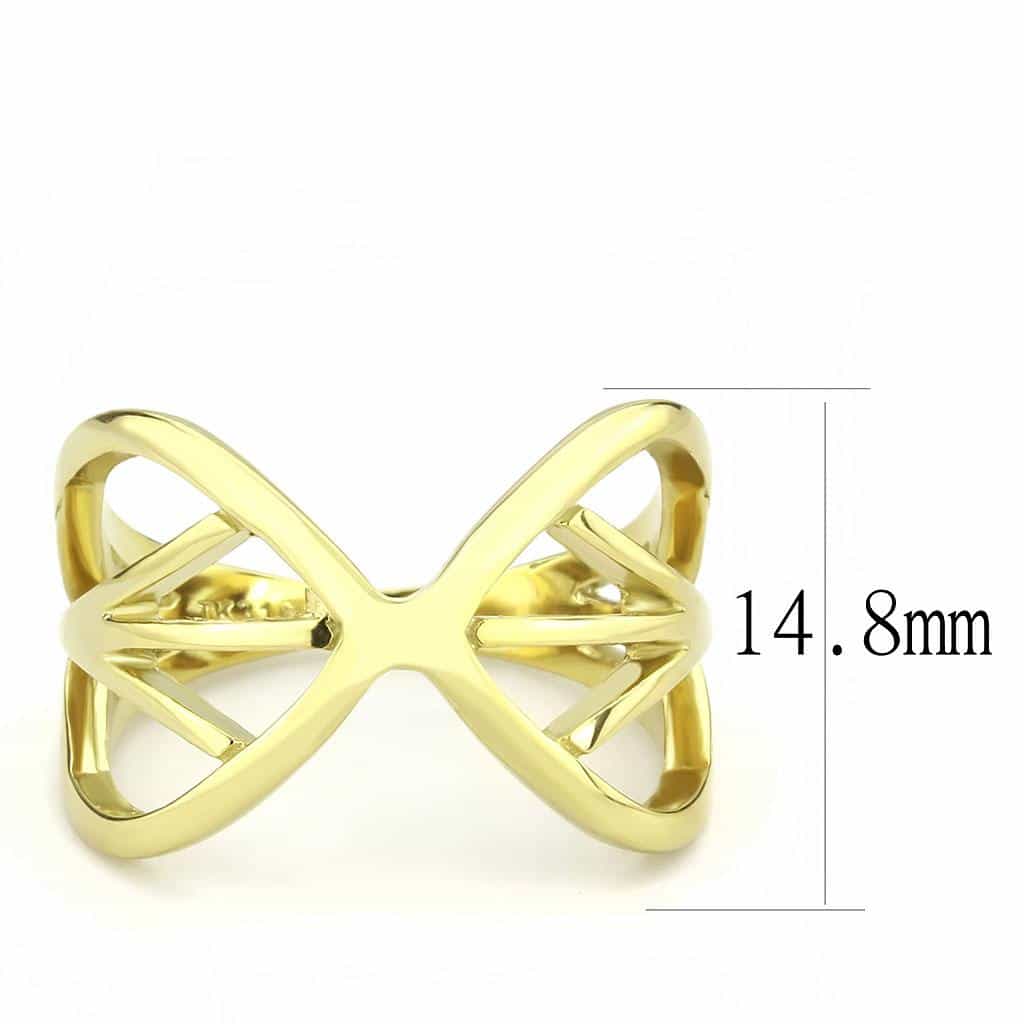 Stainless Steel Gold IP Polished Woven Infinity X Crossover Ring view 3