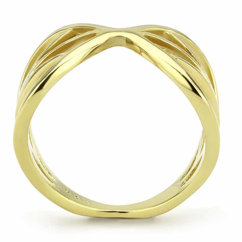 Stainless Steel Gold IP Polished Woven Infinity X Crossover Ring view 5