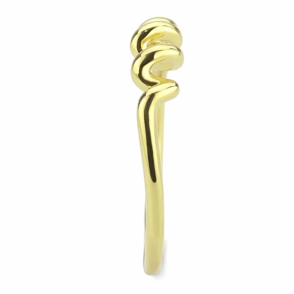 Stainless Steel Gold IP Polished Zigzag Wave Thin Open Ring view 7