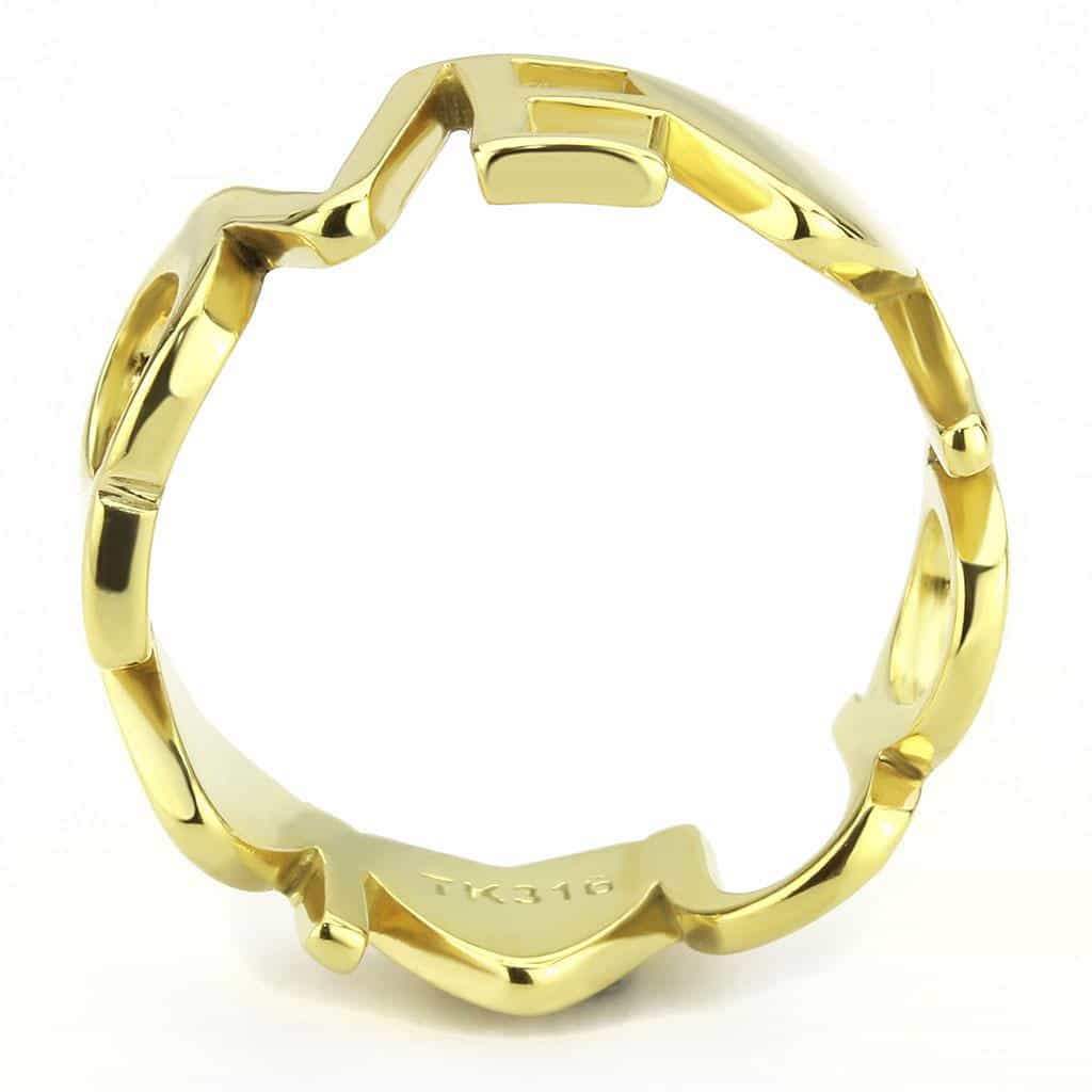 Stainless Steel Gold IP Polished LOVE Letter Cutout Ring view 5