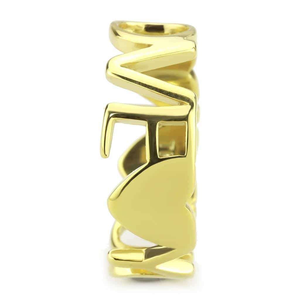 Stainless Steel Gold IP Polished LOVE Letter Cutout Ring view 7