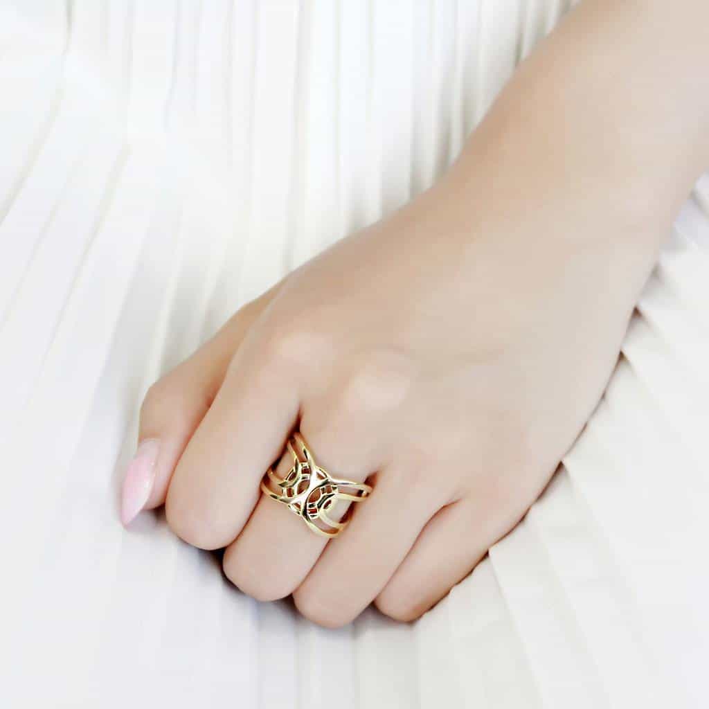 Stainless Steel Gold IP Polished Celtic Trinity Knot Cutout Ring view 9