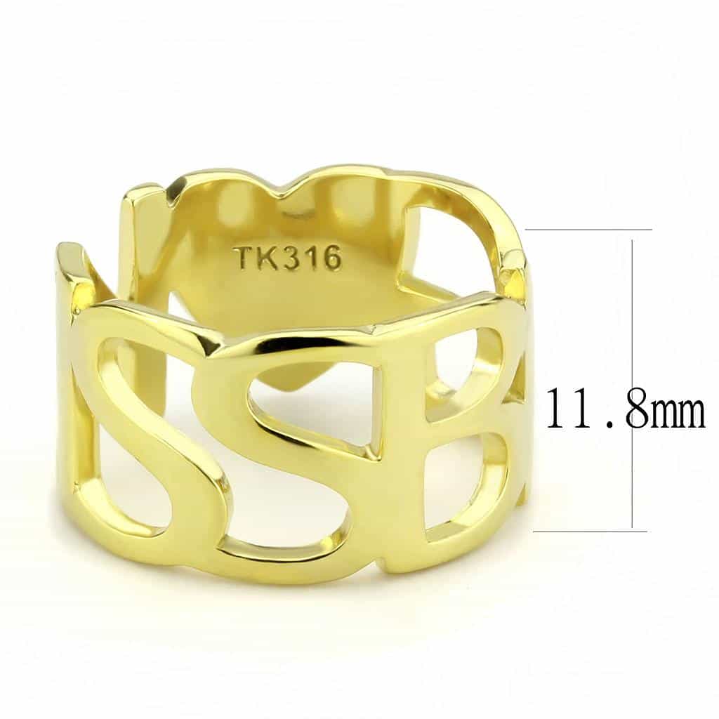 Stainless Steel Gold IP Polished Interlocking S Scroll Ring view 3