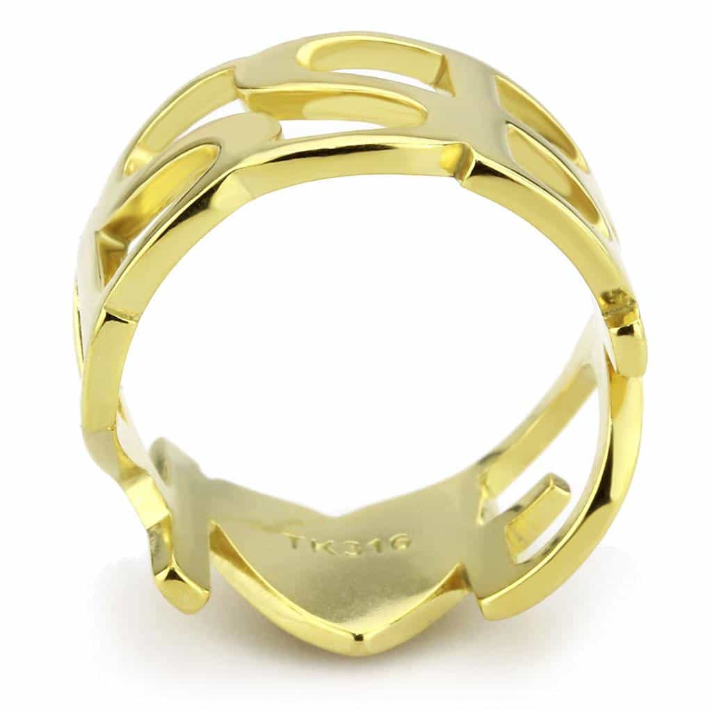 Stainless Steel Gold IP Polished Interlocking S Scroll Ring view 5