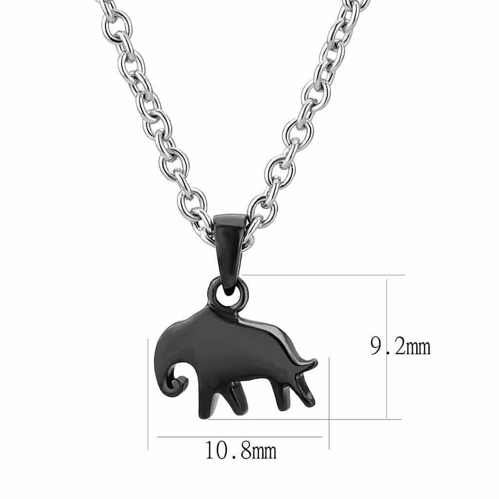 Stainless Steel Black IP Elephant Silhouette Pendant view 3