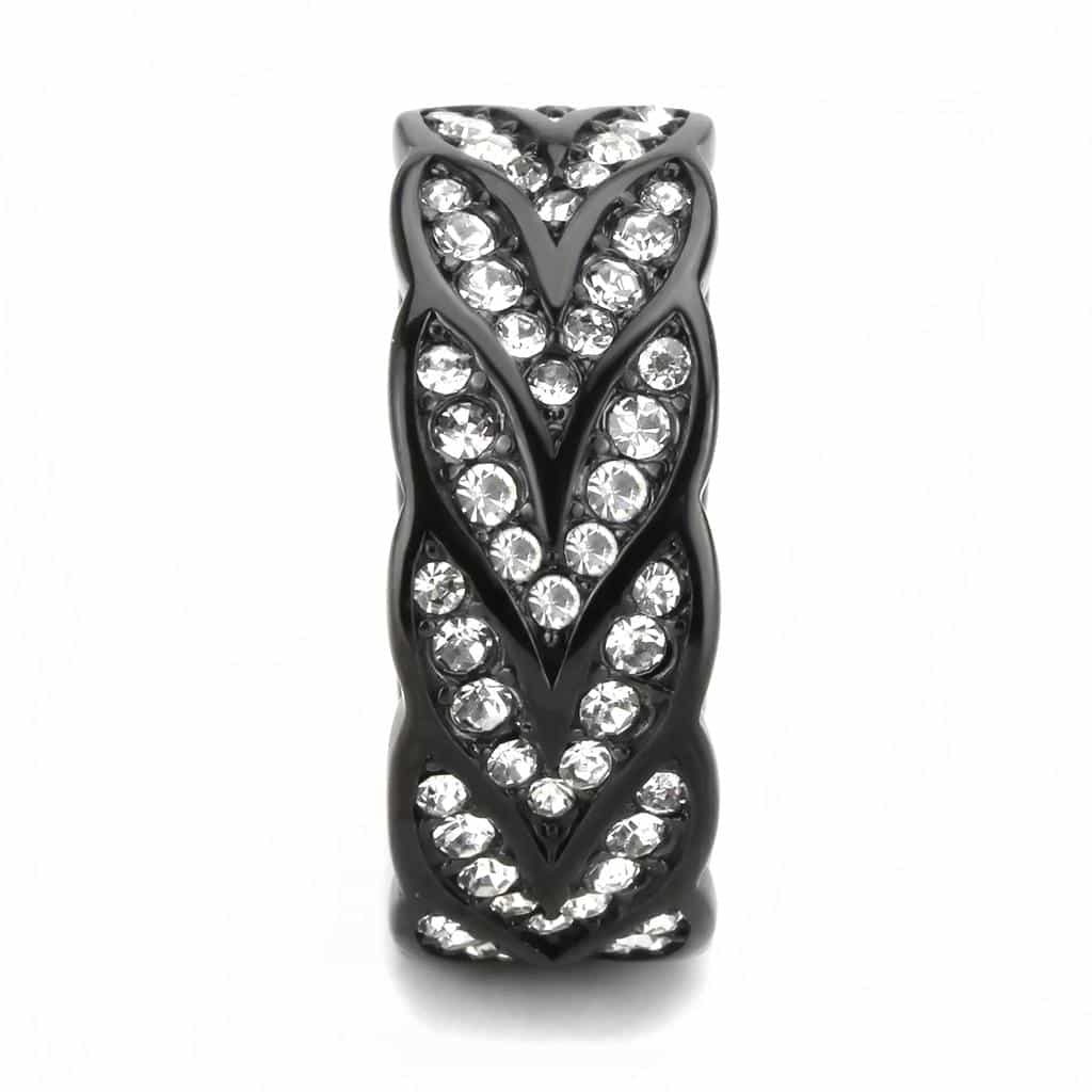 Stainless Steel Dark IP CZ Pave Twisted Wave Eternity Band Ring view 7