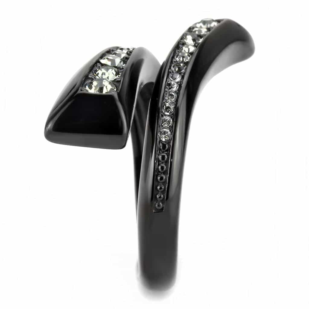 Stainless Steel Dark IP CZ Channel Double Row Band Ring view 9