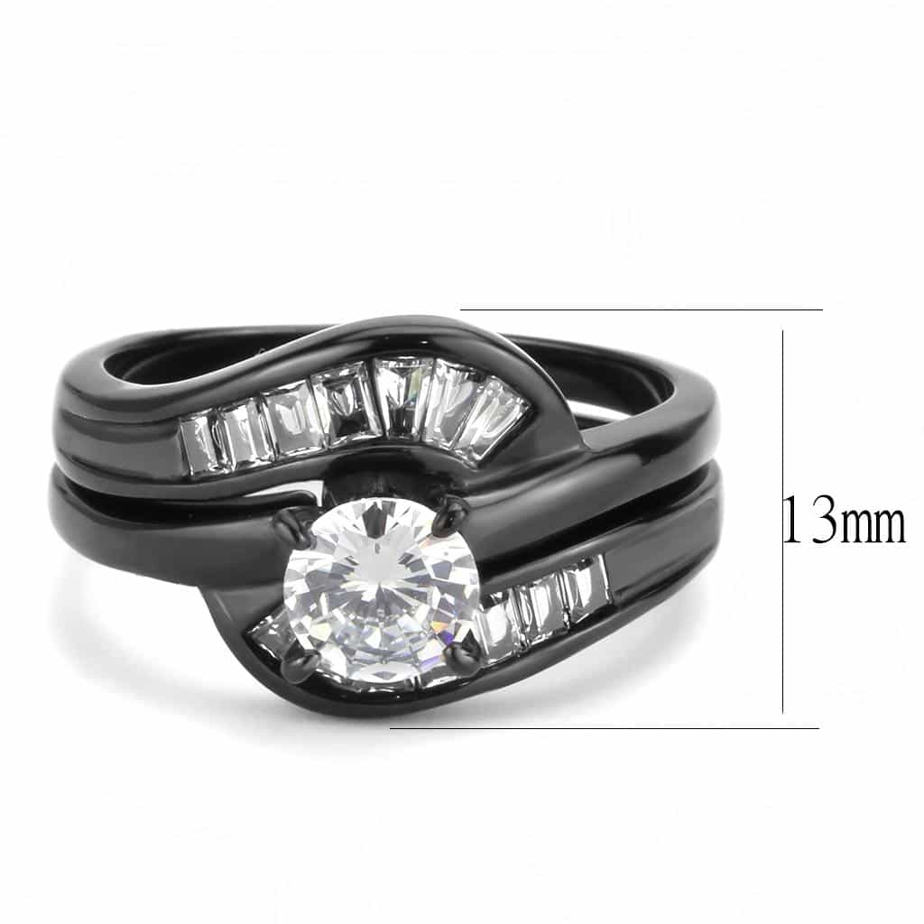 Stainless Steel Black IP CZ Bridal Set view 3