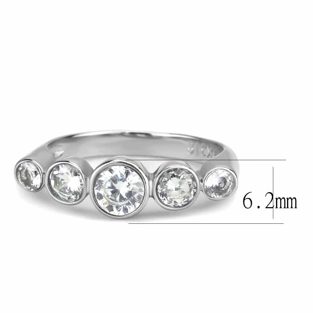 Stainless Steel Silver CZ Round Bezel Graduated Journey Ring view 3