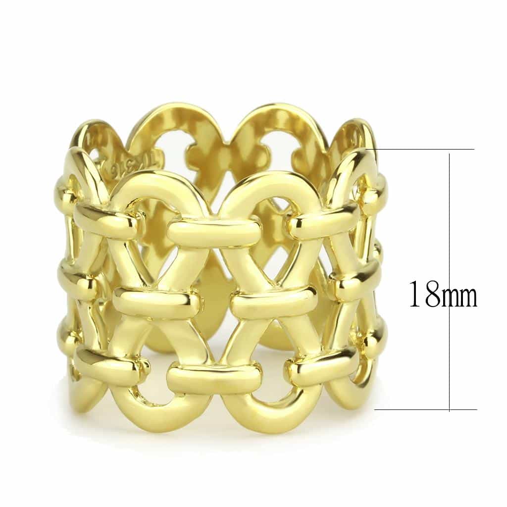 Stainless Steel Gold IP Filigree Scroll Open Dome Cocktail Ring view 3