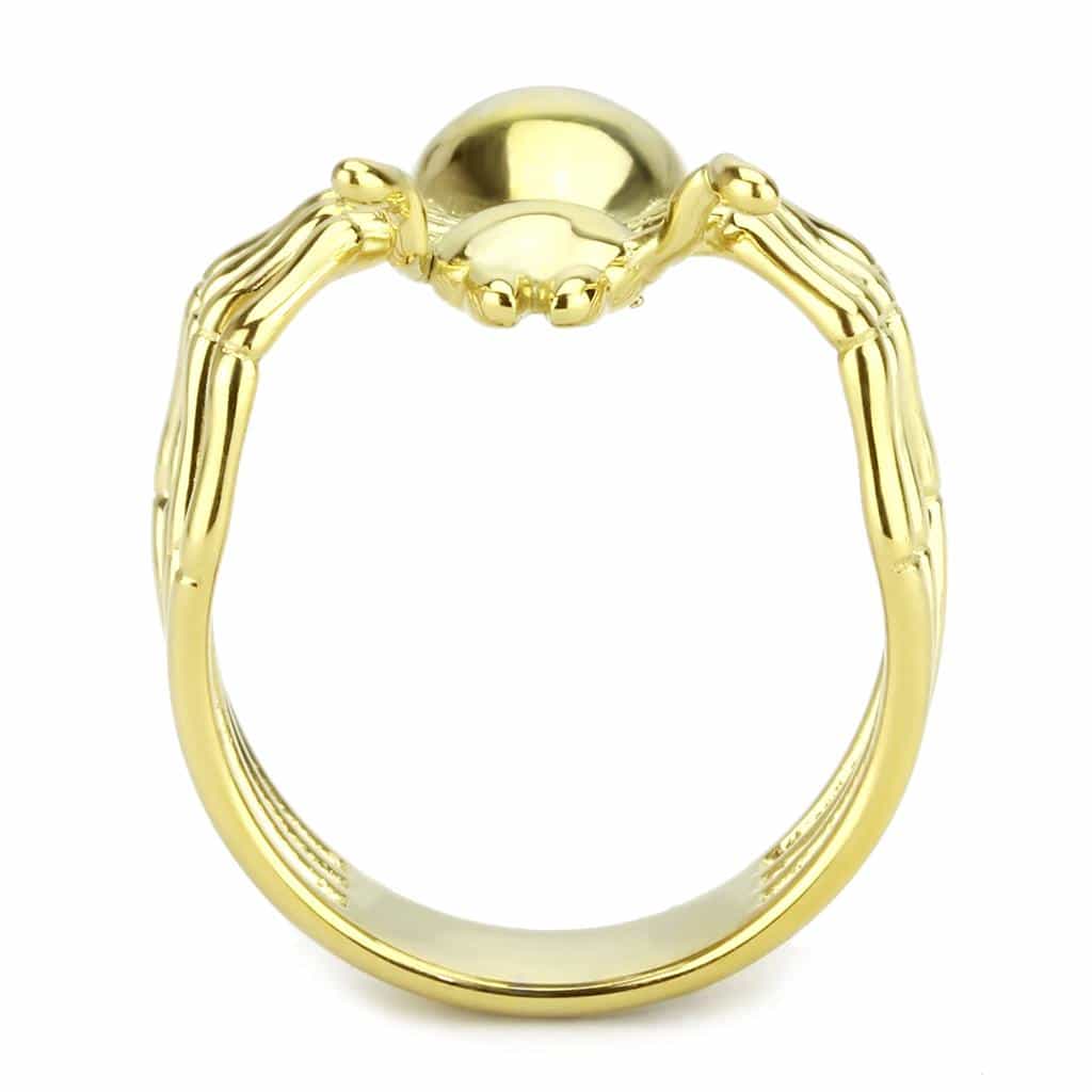 Stainless Steel Gold IP Spider Novelty Open Cocktail Ring view 5