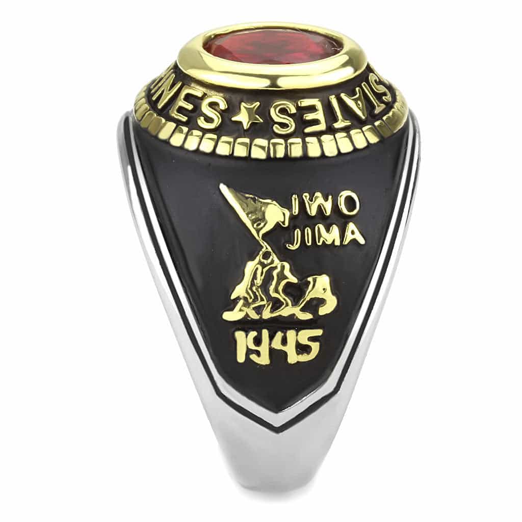 Stainless Steel US Marines Red Stone Military Mens Signet Ring view 9