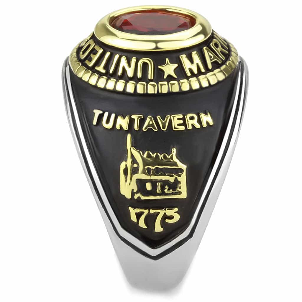 Stainless Steel US Marines Red Stone Military Mens Signet Ring view 11